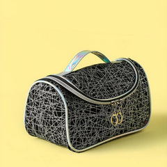 Portable Bucket Shape Makeup Case Double Zipper Large Capacity Organizer
