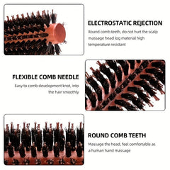 Boar Bristle Hair Brush Wooden Handle Detangle Style Hair