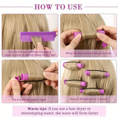10pcs Hair Perm Rods with Comb, Bands Short Curlers for Styling
