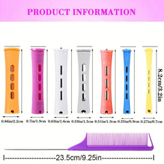 10pcs Hair Perm Rods with Comb, Bands Short Curlers for Styling