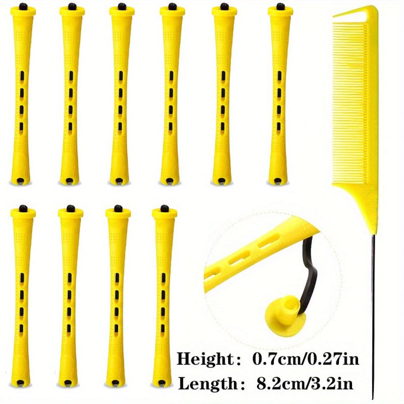 10pcs Hair Perm Rods with Comb, Bands Short Curlers for Styling