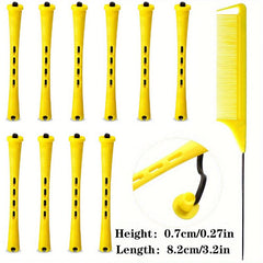 10pcs Hair Perm Rods with Comb, Bands Short Curlers for Styling