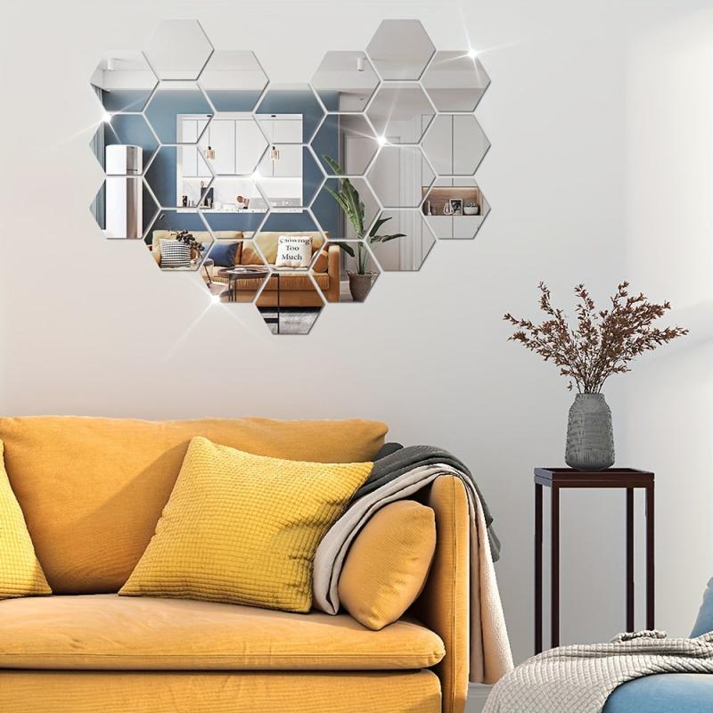 Hexagon 3D Mirror Wall Stickers 4 PCS