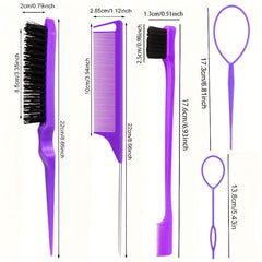 8pcs Hair Brushes Set With Topsy Tail Tools and Rat Tail Combs