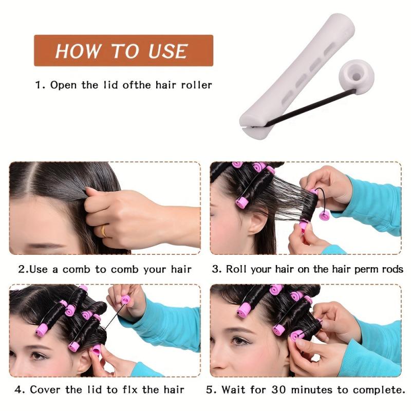 12pcs Heatless Hair Perm Rods Set Rollers Cold Rods Perming Curlers