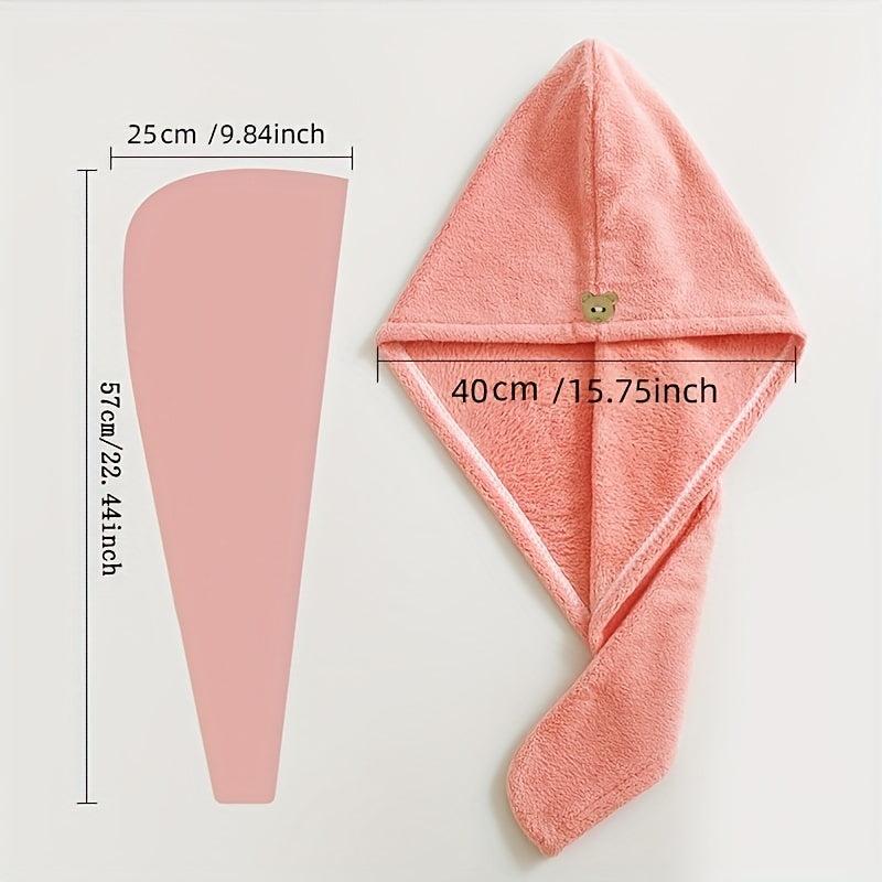 2pcs Microfiber Hair Towel Cap Fast Drying Head Wrap