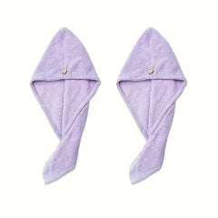 2pcs Microfiber Hair Towel Cap Fast Drying Head Wrap