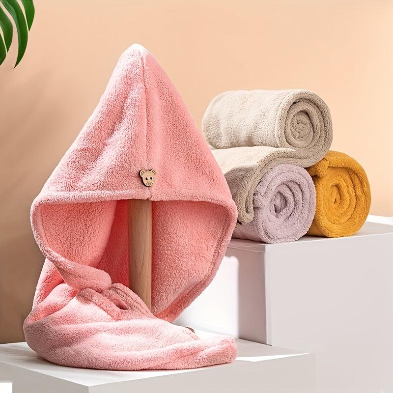 2pcs Microfiber Hair Towel Cap Fast Drying Head Wrap