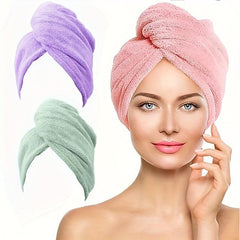 2pcs Microfiber Hair Towel Cap Fast Drying Head Wrap