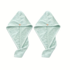 2pcs Microfiber Hair Towel Cap Fast Drying Head Wrap