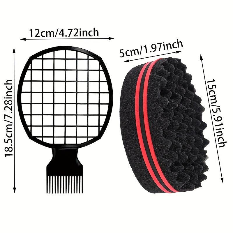 Hair Sponge Brush And Twist Comb Set for Curly Hair Updos