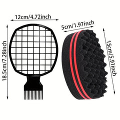Hair Sponge Brush And Twist Comb Set for Curly Hair Updos