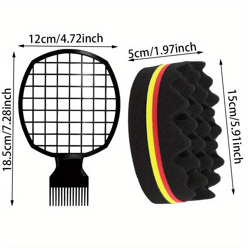 Hair Sponge Brush And Twist Comb Set for Curly Hair Updos