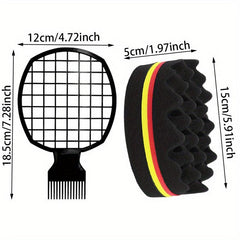 Hair Sponge Brush And Twist Comb Set for Curly Hair Updos
