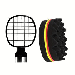 Hair Sponge Brush And Twist Comb Set for Curly Hair Updos