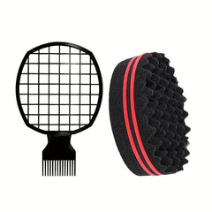Hair Sponge Brush And Twist Comb Set for Curly Hair Updos