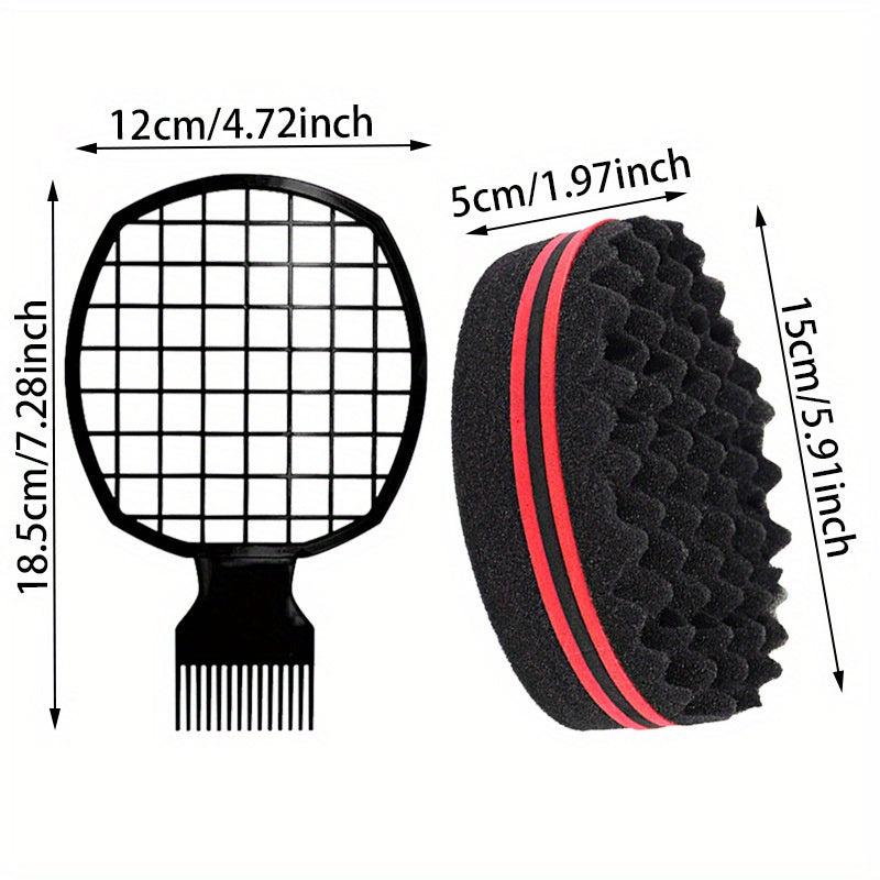 Hair Sponge Brush And Twist Comb Set for Curly Hair Updos