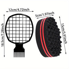 Hair Sponge Brush And Twist Comb Set for Curly Hair Updos