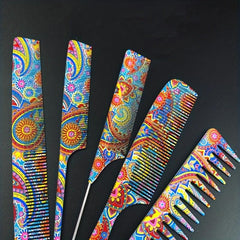 5pcs Floral Printing Hairdressing Comb Professional Styling Comb