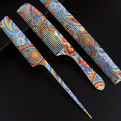 5pcs Floral Printing Hairdressing Comb Professional Styling Comb