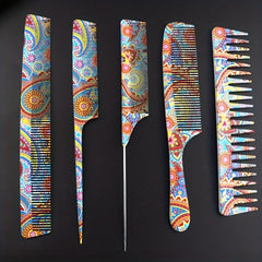 5pcs Floral Printing Hairdressing Comb Professional Styling Comb