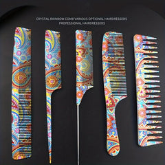 5pcs Floral Printing Hairdressing Comb Professional Styling Comb