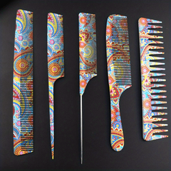 5pcs Floral Printing Hairdressing Comb Professional Styling Comb
