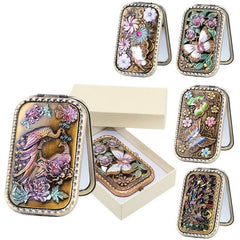 Vintage Metal Compact Mirror 2 Sided 2X 1X Magnification Portable And Foldable