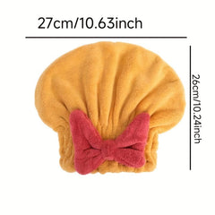 Coral Fleece Bowknot Hair Drying Cap Water Absorbent Towel
