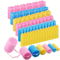 Pink Foam Self Grip Hair Curlers Flexible DIY Hair Styling Tools