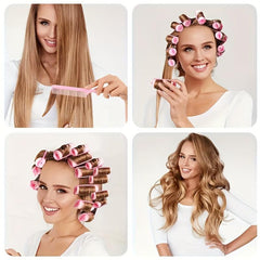Pink Foam Self Grip Hair Curlers Flexible DIY Hair Styling Tools