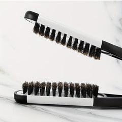 Boar Bristle Hair Straightener Brush Anti Static V Shaped Comb
