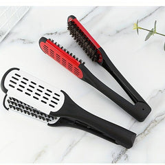 Boar Bristle Hair Straightener Brush Anti Static V Shaped Comb