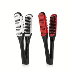 Boar Bristle Hair Straightener Brush Anti Static V Shaped Comb
