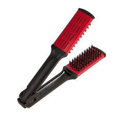 V Shape Hair Straightener Comb Flat Brush Ceramic With Nylon Bristles
