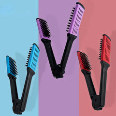 V Shape Hair Straightener Comb Flat Brush Ceramic With Nylon Bristles