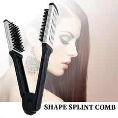 V Shape Hair Straightener Comb Flat Brush Ceramic With Nylon Bristles
