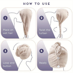 Microfiber Hair Turban Quick Drying Towel for Women Girls