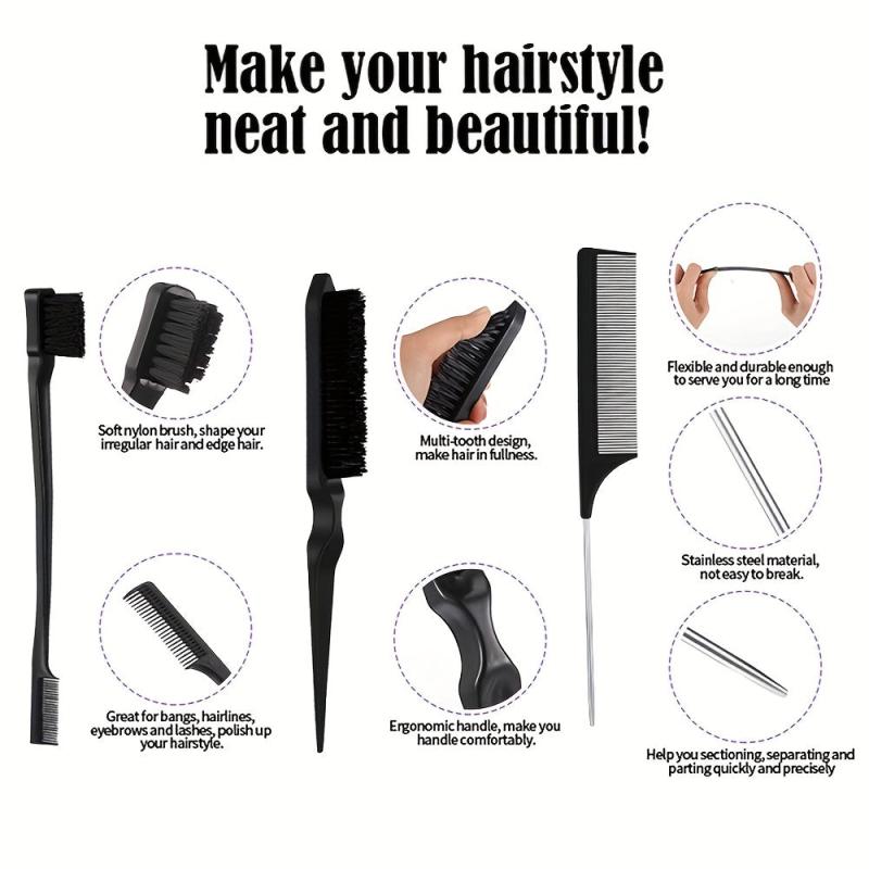 12pcs Hair Styling Comb Set Teasing Hair Brush Rat Tail Comb Edge Hair Brush