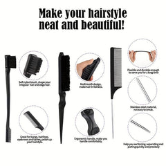 12pcs Hair Styling Comb Set Teasing Hair Brush Rat Tail Comb Edge Hair Brush