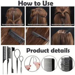 12pcs Hair Styling Comb Set Teasing Hair Brush Rat Tail Comb Edge Hair Brush