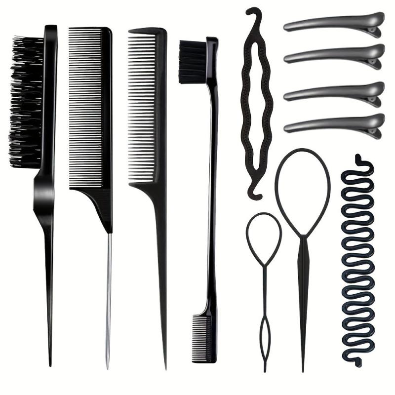 12pcs Hair Styling Comb Set Teasing Hair Brush Rat Tail Comb Edge Hair Brush