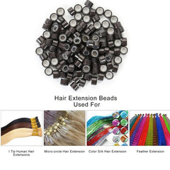 500pcs Silicone Lined Copper Micro Rings for Hair Extensions 5x3x3mm