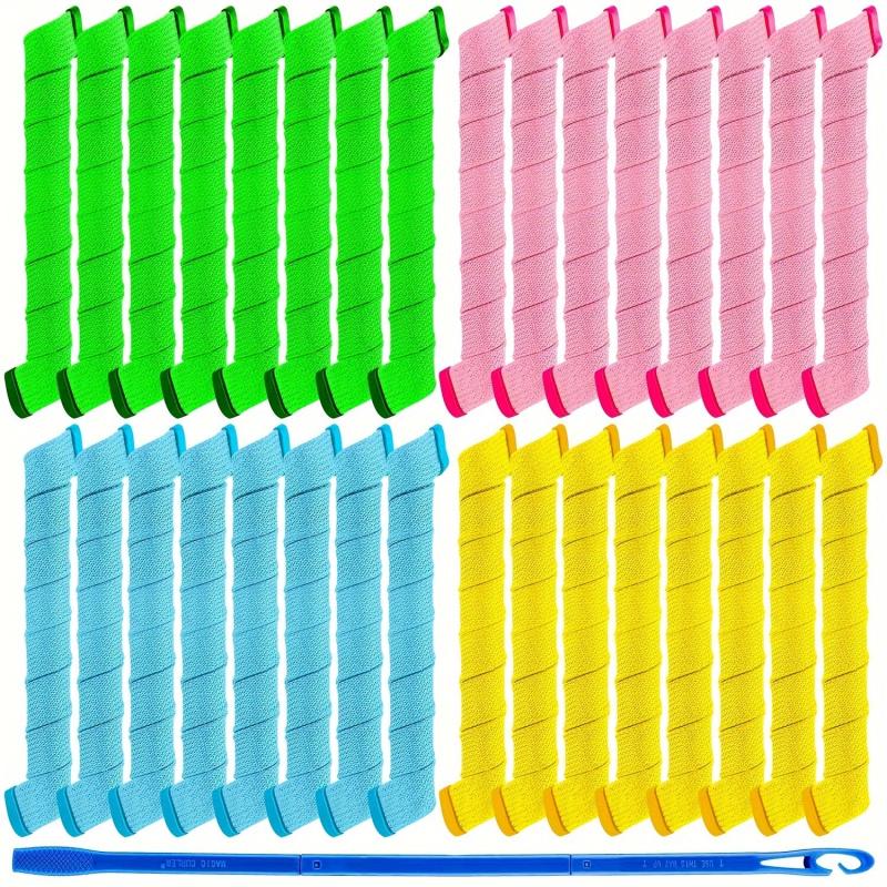 40pcs Spiral Hair Curlers Long Hair Heatless Rollers Styling Kit