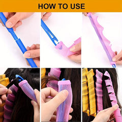 40pcs Spiral Hair Curlers Long Hair Heatless Rollers Styling Kit