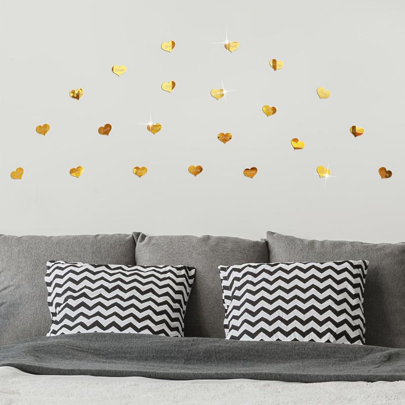 10pcs Love Heart 3D Mirror Wall Sticker Removable Mural Decal for Kids Bedroom