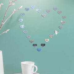 10pcs Love Heart 3D Mirror Wall Sticker Removable Mural Decal for Kids Bedroom