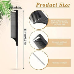 5pcs Rat Tail Combs Metal Long Pin Rat Tail Teasing Combs