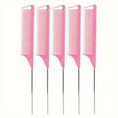 5pcs Rat Tail Combs Metal Long Pin Rat Tail Teasing Combs