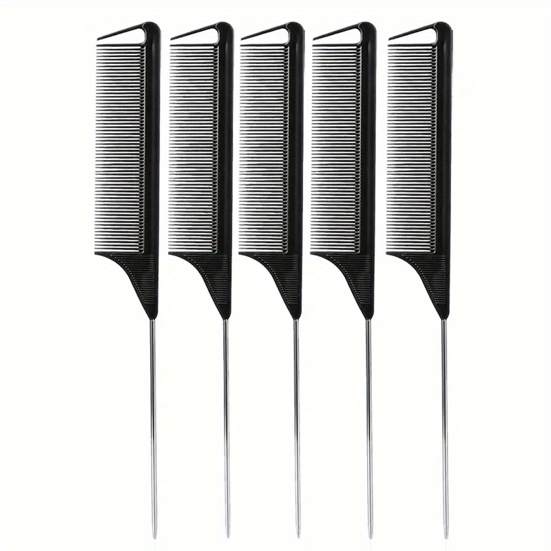 5pcs Rat Tail Combs Metal Long Pin Rat Tail Teasing Combs